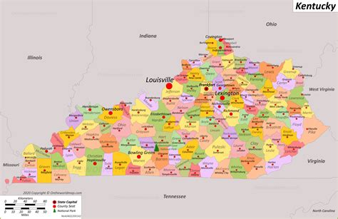 A map of Kentucky in the US